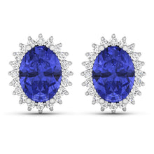Load image into Gallery viewer, 2.56 Carat Genuine Tanzanite and White Diamond 14K White Gold Earrings
