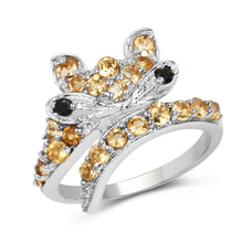Load image into Gallery viewer, 1.00 Carat Genuine Citrine &amp; Black Spinel .925 Sterling Silver Ring
