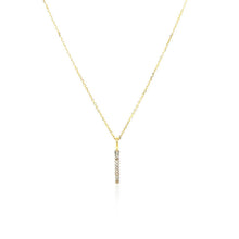 Load image into Gallery viewer, 14k Yellow Gold Bar Pendant with Diamonds
