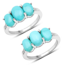 Load image into Gallery viewer, 2.97 Carat Genuine Turquoise and White Zircon .925 Sterling Silver Ring
