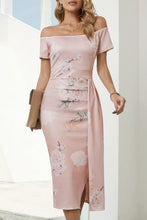 Load image into Gallery viewer, Charming Printed Off-Shoulder Midi Dress with Slit Classy &amp; Feminine Look
