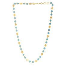 将图片加载到图库查看器，14k Yellow Gold Turquoise Geometric Mirror Gem Chain Necklace (5.00 mm)
