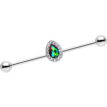 将图片加载到图库查看器，Rainbow Gem Bubblegum Teardrop Industrial Barbell 38mm
