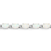 Load image into Gallery viewer, 3.50 Carat Genuine Created Opal .925 Sterling Silver Bracelet
