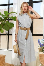 Load image into Gallery viewer, New Striped Button Down Sleeveless Midi Dress For Women – Classic, Elegant, Stylish, Chic, Timeless Striped Midi Dress For Any Occasion
