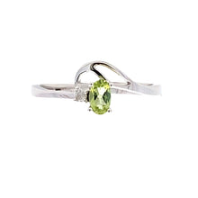 将图片加载到图库查看器，.02ct Peridot Diamond Ring 10KT White Gold
