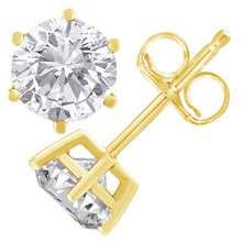Load image into Gallery viewer, 18K Yellow Gold 1-1/2 Cttw Round Brilliant-Cut Near Colorless Diamond Classic 6-Prong Stud Earrings (H-I Color, I1-I2 Clarity)
