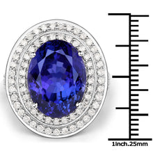Load image into Gallery viewer, 13.78 Carat Genuine Tanzanite and White Diamond 18K White Gold Ring
