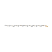 Load image into Gallery viewer, 10K Yellow and White Gold 3.00 Cttw Diamond Cluster and Wave Link Bracelet (I-J Color, I1-I2 Clarity) - 7.25"
