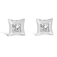 Load image into Gallery viewer, 10K White Gold 1/5 Cttw Invisible Set Princess-Cut Diamond Stud Earrings (H-I Color, SI2-I1 Clarity)
