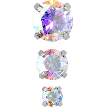 Load image into Gallery viewer, 18G 5/16 Aurora CZ Gem Tragus Cartilage Earring 3 Pack Set
