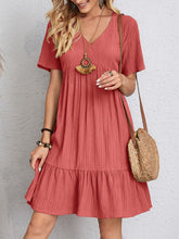 Load image into Gallery viewer, Classic Full Size V-Neck Short Sleeve Dress Casual &amp; Comfortable Dress for Women
