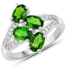 Load image into Gallery viewer, 1.86 Carat Genuine Chrome Diopside and White Zircon .925 Sterling Silver Ring
