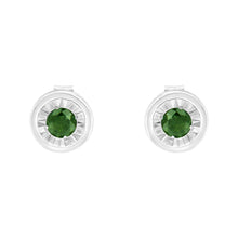 将图片加载到图库查看器，.925 Sterling Silver 1/4 Cttw Round Brilliant-Cut Green Diamond Miracle-Set Stud Earrings (Fancy Color-Enhanced, I1-I2 Clarity)
