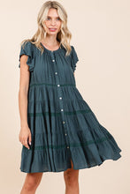 将图片加载到图库查看器，Lace Detail Ruffled Button Down Tiered Dress For Women – Romantic and Feminine Dress with Delicate Lace and Flowing Tiers
