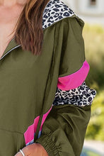 将图片加载到图库查看器，Colorful Women's Leopard Print Zip-Up Hooded Jacket Trendy Long Sleeve Outerwear with Pockets
