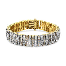 Load image into Gallery viewer, 10K Yellow Gold 10-1/3 Cttw Alternating Coco Color and White Diamond 5 Row Tennis Bracelet (Brown/H-I Color, SI1-SI2 Clarity) - Size 7.25
