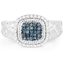 Load image into Gallery viewer, 0.28 Carat Genuine Blue Diamond and White Diamond .925 Sterling Silver Ring
