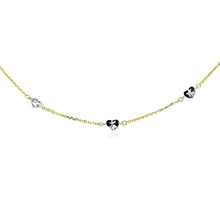 Load image into Gallery viewer, 14k Two Tone Gold Anklet with Diamond Cut Heart Style Stations
