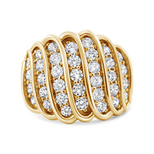 Load image into Gallery viewer, 14K Yellow Gold Plated .925 Sterling Silver 2.00 Cttw Diamond Multi Row Band Ring (J-K Color, I1-I2 Clarity) - Ring Size 7
