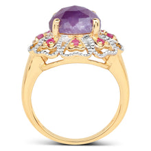 Load image into Gallery viewer, 14K Yellow Gold Plated 5.55 Carat Genuine Pink Sapphire &amp; Ruby .925 Sterling Silver Ring
