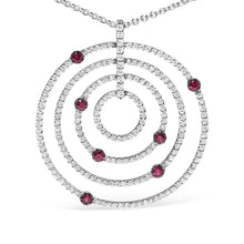 Load image into Gallery viewer, 18K White Gold 2 1/6 Cttw Pave Set Diamonds and Red Ruby Openwork Circles 18" Pendant Necklace  (G-H Color, SI2-I1 Clarity) - Adjustable up to 16" - 18"
