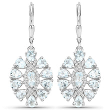 Load image into Gallery viewer, 2.93 Carat Genuine Aquamarine and White Topaz .925 Sterling Silver Earrings
