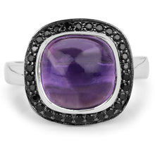 Load image into Gallery viewer, 5.25 Carat Genuine Amethyst &amp; Black Spinel .925 Sterling Silver Ring
