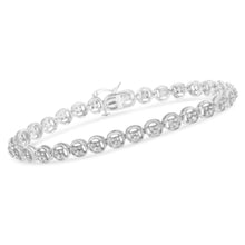 将图片加载到图库查看器，14K Rose Gold Over .925 Sterling Silver 1/4 Cttw Diamond 7" Open Circle Wheel Link Tennis Bracelet (I-J Color, I2-I3 Clarity)
