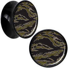 Load image into Gallery viewer, Black Acrylic Tiger Camo Print Saddle Plug Set 5/8
