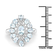 将图片加载到图库查看器，1.89 Carat Genuine Aquamarine and White Topaz .925 Sterling Silver Ring

