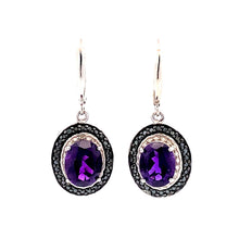 将图片加载到图库查看器，.38ct Amethyst Diamond Dangle Earrings Sterling Silver
