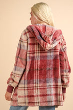 Load image into Gallery viewer, Colorful Fuzzy Plaid Long Sleeve Hooded Jacket Warm &amp; Trendy Outerwear for Cold Days
