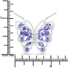 将图片加载到图库查看器，2.76 Carat Genuine Tanzanite and White Zircon .925 Sterling Silver Necklace
