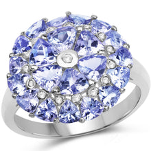 Load image into Gallery viewer, 2.96 Carat Genuine Tanzanite and White Diamond .925 Sterling Silver Ring
