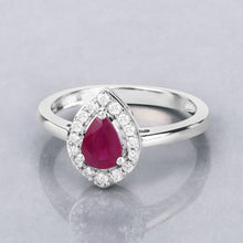 Load image into Gallery viewer, 0.92 Carat Genuine Ruby and White Diamond 14K White Gold Ring

