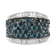Load image into Gallery viewer, 1.38 Carat Genuine Blue Diamond and White Diamond .925 Sterling Silver Ring
