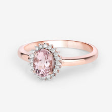 Load image into Gallery viewer, 0.81 Carat Genuine Morganite and White Diamond 14K Rose Gold Ring

