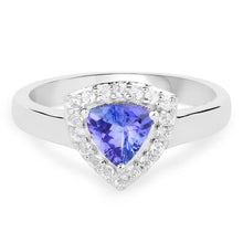 Load image into Gallery viewer, 1.02 Carat Genuine Tanzanite and White Topaz .925 Sterling Silver Ring
