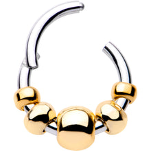 Load image into Gallery viewer, 5/16 Gold Tone Chunky Beads Hinged Segment Ring Circular Barbell

