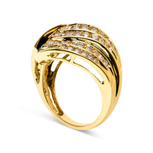 Load image into Gallery viewer, 10K Yellow Gold 2.0 Cttw Channel Set Diamond Cocktail Swirl Band Ring (K-L Color, I1-I2 Clarity) - Ring Size 7
