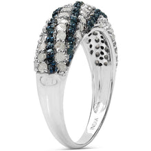 Load image into Gallery viewer, 1.25 Carat Genuine Blue Diamond and White Diamond .925 Sterling Silver Ring
