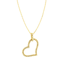 Load image into Gallery viewer, 10K Yellow Gold 1/4 cttw Prong Set Round-Cut Diamond Open Heart 18" Pendant Necklace (K-L Color, I1-I2 Clarity)
