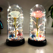 Load image into Gallery viewer, 1pc Glow-in-the-Dark Rose Flower Decoration with LED-like Glow - Elegant Tabletop Centerpiece in Clear Dome, Battery-Powered (AAA Not Included) - Perfect Gift for Valentine's, Mother'S Day, Weddings, Birthdays, Christmas - Wo
