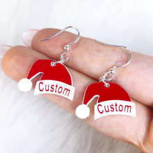 将图片加载到图库查看器，Custom Santa Hat Personalized Fishhook Dangle Earrings
