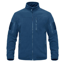 将图片加载到图库查看器，Dark Blue Warm Multi-Pockets Outdoor Tactical Fleece Jacket Soft Unique Style Jacket Work Coats Men's Windbreaker Jacket Sport Hiking Coat For Winter And Autumn
