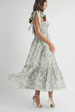 将图片加载到图库查看器，Floral Bust Ruched Midi Dress with Shoulder Tie For Women – Ruched Midi Dress For Summer, Floral Bust Dress, Shoulder Tie Dress, Feminine Midi Dress, Chic Event Dress
