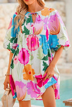 Load image into Gallery viewer, Modern Floral Print Tie Neck Dress Elegant &amp; Timeless Colorful Dress
