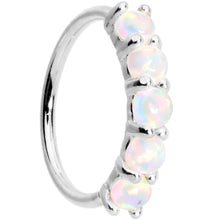 Load image into Gallery viewer, 20G White Synthetic Opal 14k White Gold Seamless Circular Ring
