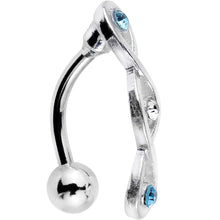 将图片加载到图库查看器，Light Blue and Clear Gem Infinity Loop Twist Top Mount Belly Ring
